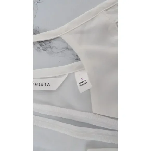 Athleta Eyelet Tank Top White‎ Halter Split Neck Flowy Sleeveless Lined Size S - Picture 8 of 11